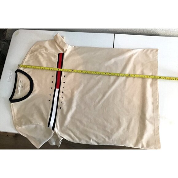 Tommy Hilfiger Mens Crewneck Logo T-Shirt L Beige SIZE L - Picture 6 of 7